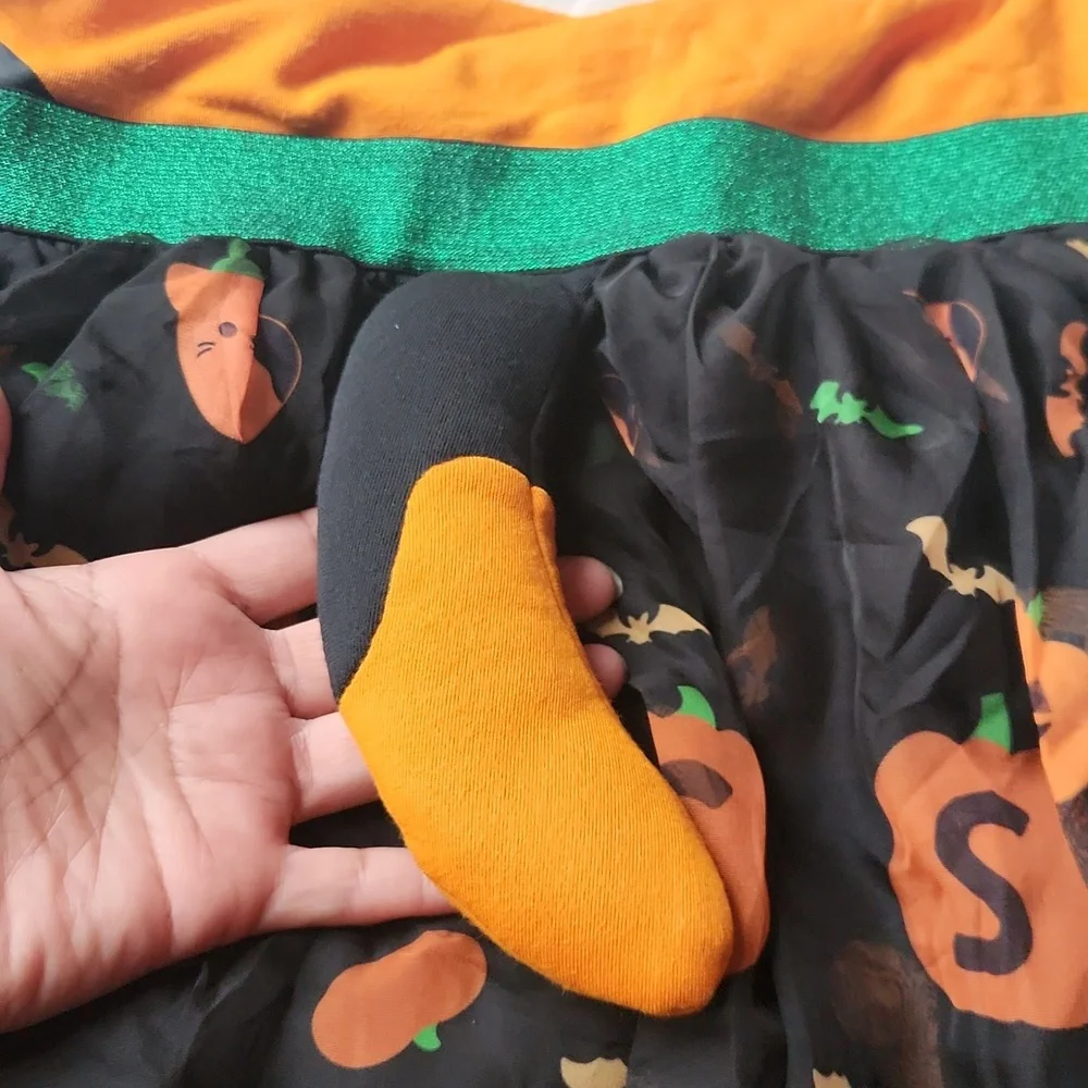 Halloween, Youth Girl Orange Black Cat Soft Squishmallows Pumkin Layered Dress